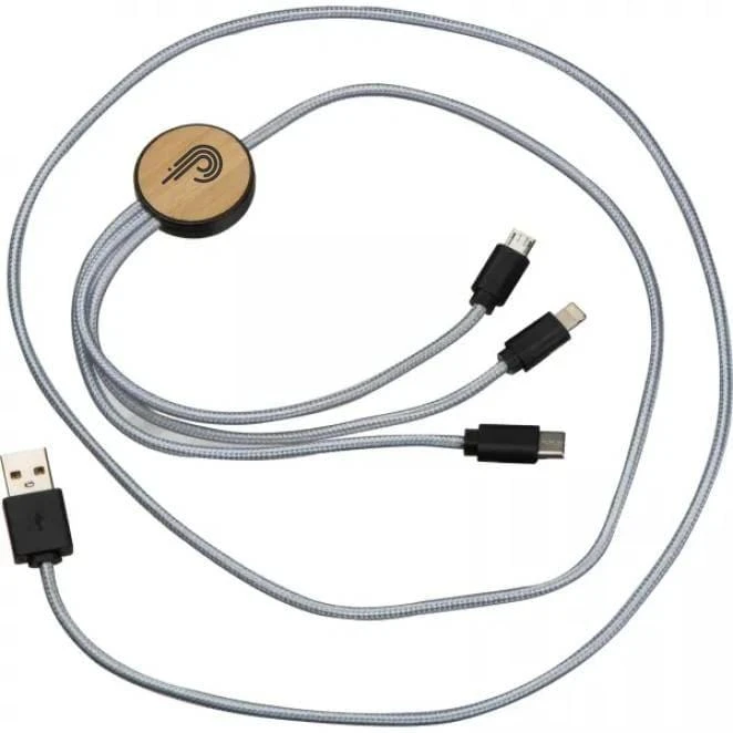 Kabel do ładowania 3w1 z nadrukiem logo Zdjęcie