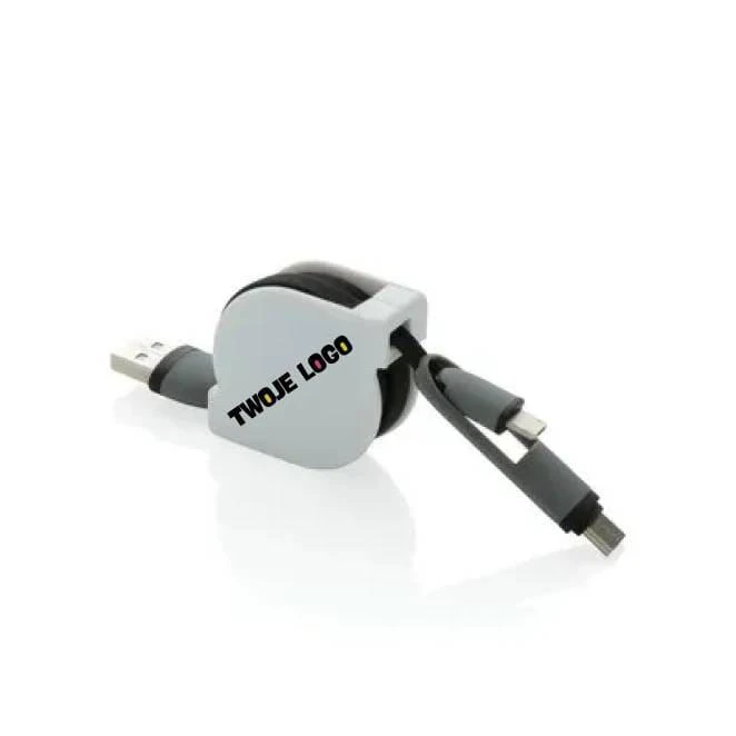 Zwijany kabel do ładowania i synchronizacji 3 w 1 z naniesieniem logo Zdjęcie