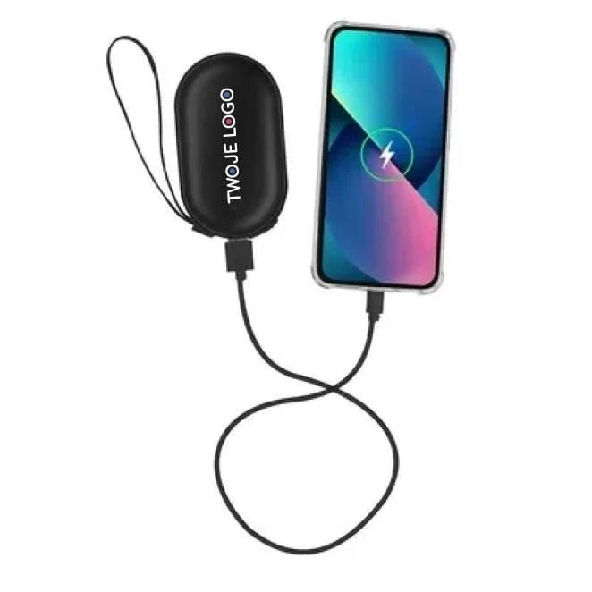 Power bank 4000 mAh z ogrzewaczem do rąk z logo firmy Zdjęcie