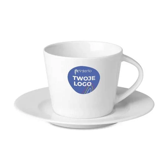 Kubek cappuccino i talerzykiem PARIS do drukowania logo Zdjęcie