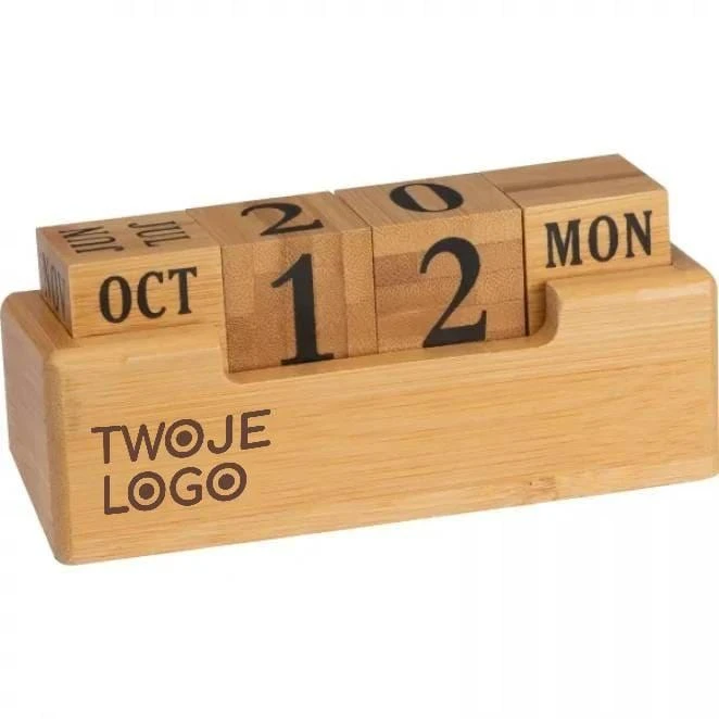 Kalendarz wieczny bambusowy z nadrukiem na zamówienie Zdjęcie