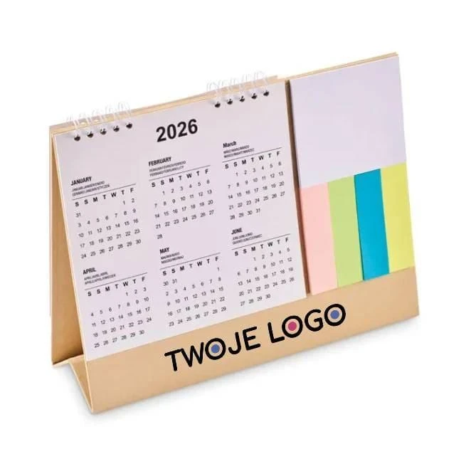 Kalendarz biurkowy z notesem CALENDOO do naniesienia logo Zdjęcie