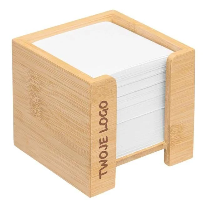 Pudełko na karteczki NEVER FORGET BAMBOO z nadrukiem logo Zdjęcie