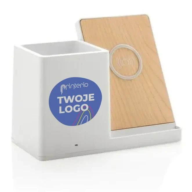 Ładowarka bezprzewodowa 10W, organizer na biurko Ontario z nadrukiem logo Zdjęcie