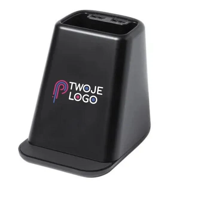Ładowarka bezprzewodowa 15W, pojemnik na przybory do pisania, stojak na telefon z naniesieniem logo Zdjęcie