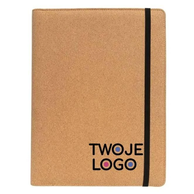Korkowa teczka konferencyjna A4 z notatnikiem, długopis do drukowania logo Zdjęcie