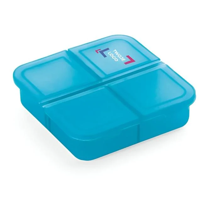 ROBERTS. Pudełko na tabletki z 4 przegródkami z nadrukiem logo Zdjęcie