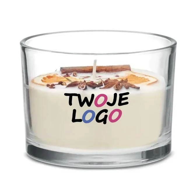 Świeca roślinna 300 gr CITRUS z nadrukiem logo Zdjęcie
