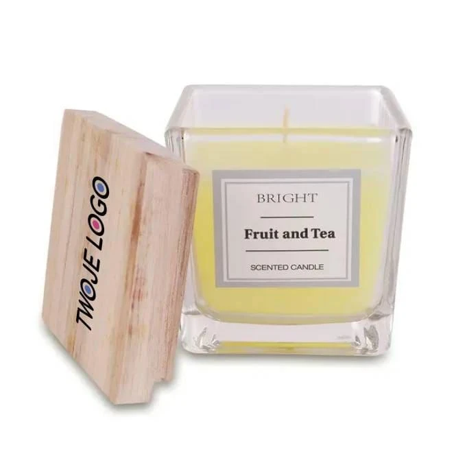 Świeczka z drewnianą przykrywką Alcamo z nadrukiem na zamówienie Zdjęcie