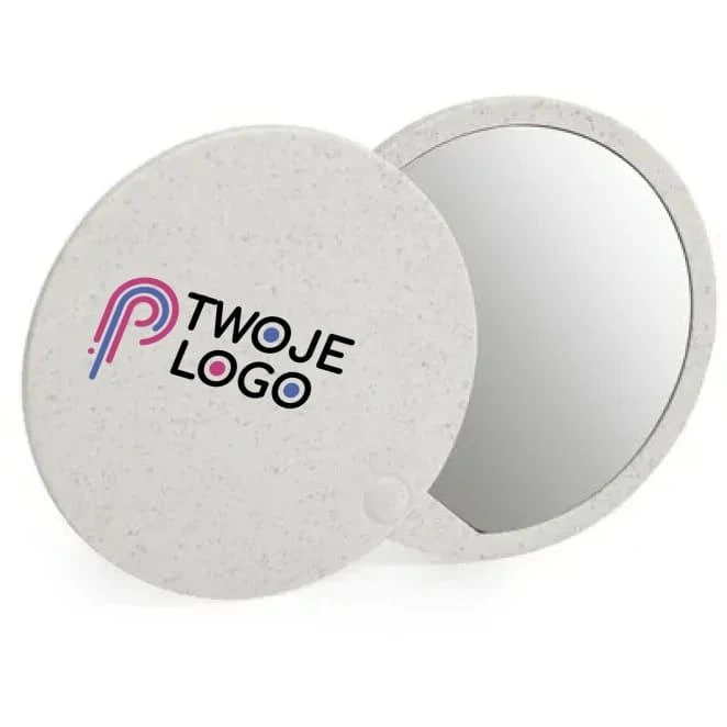 Lusterko kieszonkowe ze słomy pszenicznej z logo firmy Zdjęcie