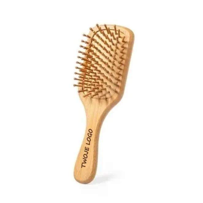 Bambusowa szczotka do włosów z nadrukiem logo Zdjęcie