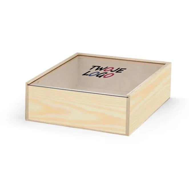 BOXIE CLEAR L. Drewniane pudełko L z nadrukiem logo Zdjęcie