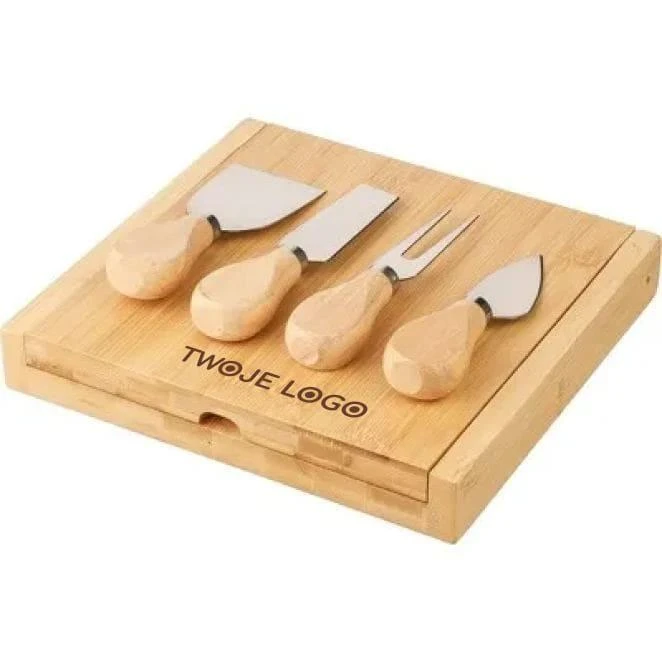 Bambusowy zestaw do sera z logo firmy Zdjęcie