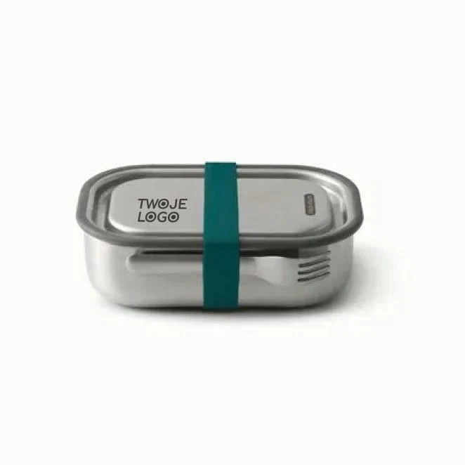 Duże pudełko śniadaniowe ze stali nierdzewnej 3 w 1 Black+Blum z nadrukiem na zamówienie Zdjęcie