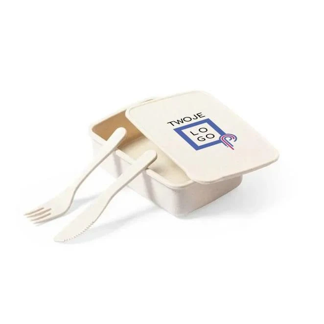 Pudełko śniadaniowe 700 ml, sztućce do naniesienia logo Zdjęcie