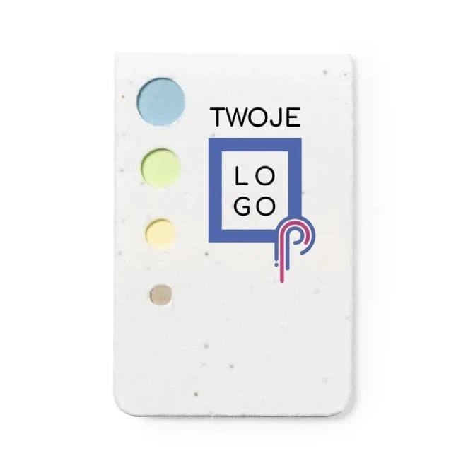 Zestaw do notatek, karteczki samoprzylepne, papier z nasionami z logo firmy Zdjęcie