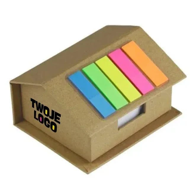 Zestaw do notatek "domek", notatnik, karteczki samoprzylepne | Oliver do naniesienia logo Zdjęcie