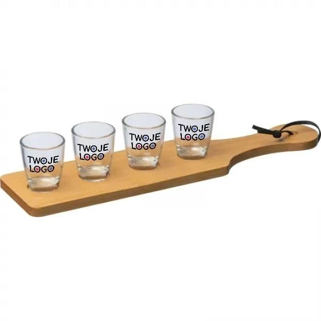 Zestaw 4 kieliszki 30 ml i podstawka z nadrukiem na zamówienie Zdjęcie