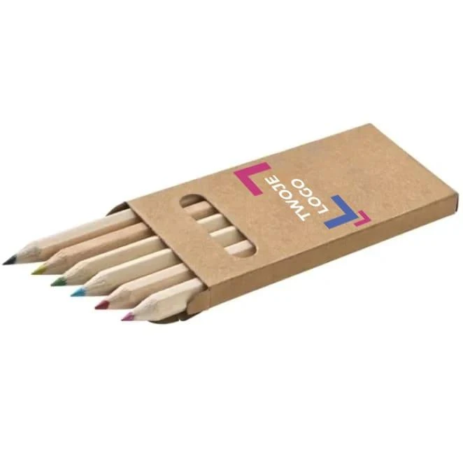 Kredki drewniane 6 kolorów MINI z naniesieniem logo Zdjęcie