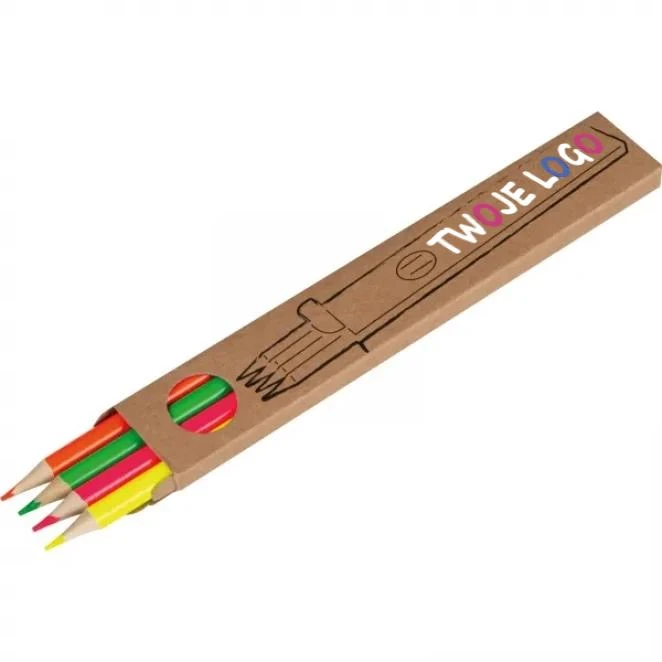 Kredki drewniane 4 kolory neonowe do nałożenia logo Zdjęcie