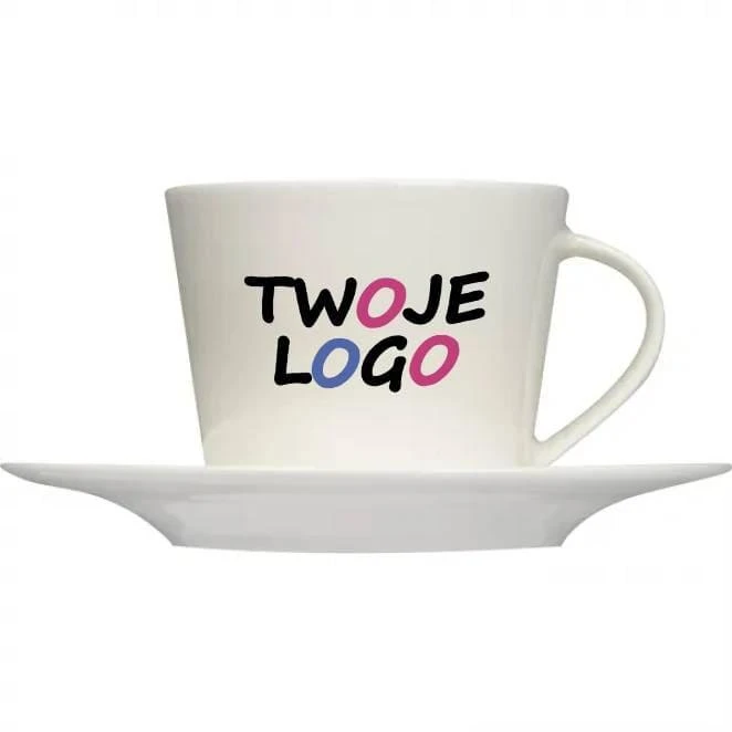 Filiżanka ceramiczna ze spodkiem 175 ml do drukowania logo Zdjęcie