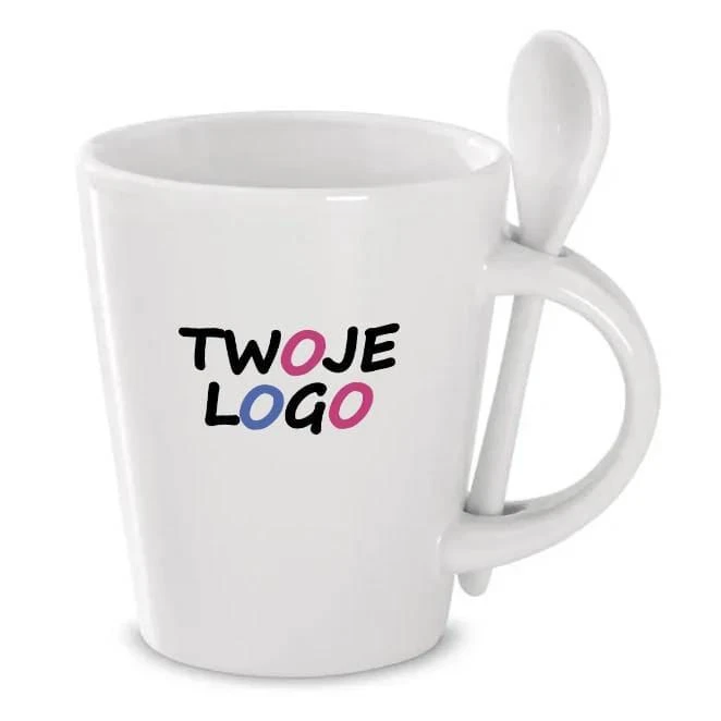 Kubek z łyżeczką SUBLIMKONIK z logo Zdjęcie