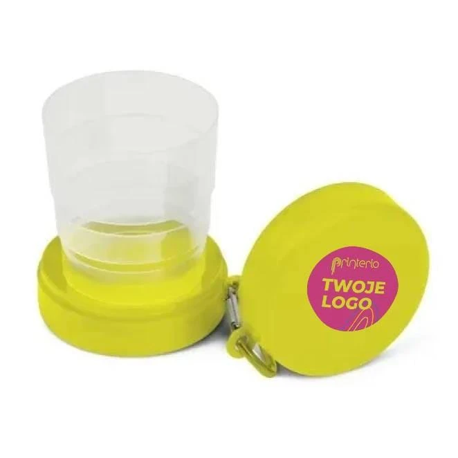 Składany kubek podróżny 220 ml z karabińczykiem z logo Zdjęcie