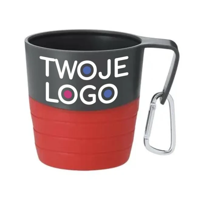 Składany kubek podróżny 340 ml z karabińczykiem do naniesienia logo Zdjęcie