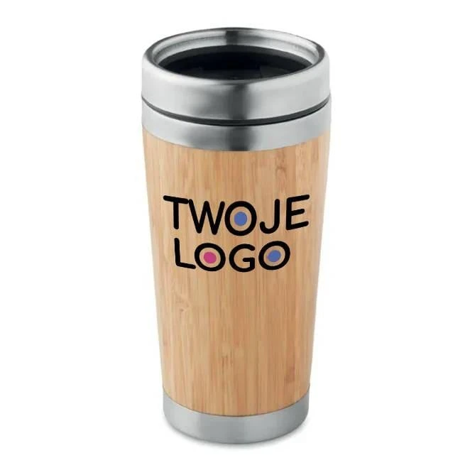 Bambusowy kubek podróżny 400ml RODEODRIVE+ z logo Zdjęcie