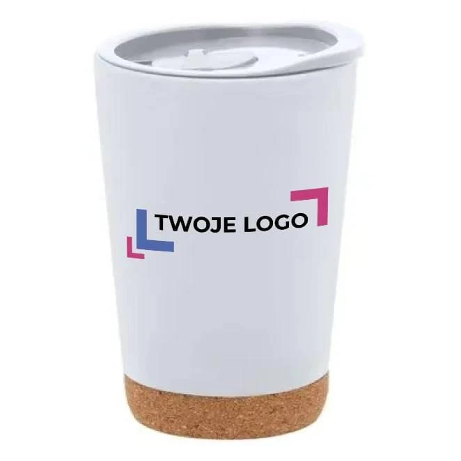 Kubek podróżny 260 ml z korkowym elementem z logo firmy Zdjęcie