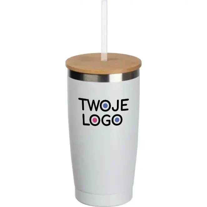 Kubek termiczny ze słomką 500 ml z logo Zdjęcie