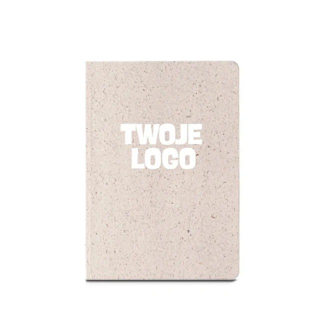 ORGANIC SEMI-RIGID. Notatnik A5 z półsztywną okładką wykonaną z organicznej masy, z rośliny zwanej "trawą słoniową" (80%) z logo firmy Zdjęcie