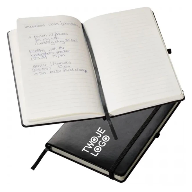 Notatnik A5 w linie imitacja skóry 13,9 x 21 cm z nadrukiem logo Zdjęcie