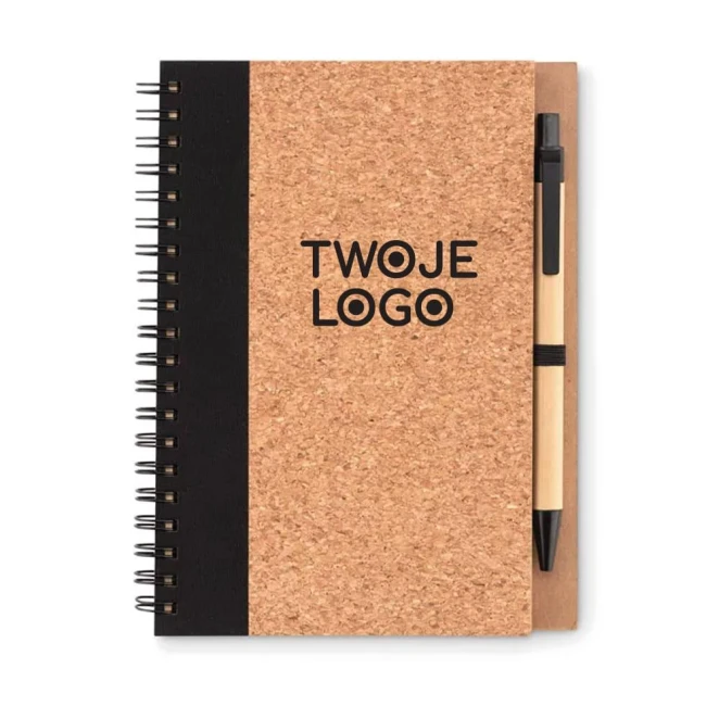Korkowy notatnik z długopisem SONORA PLUSCORK z naniesieniem logo Zdjęcie