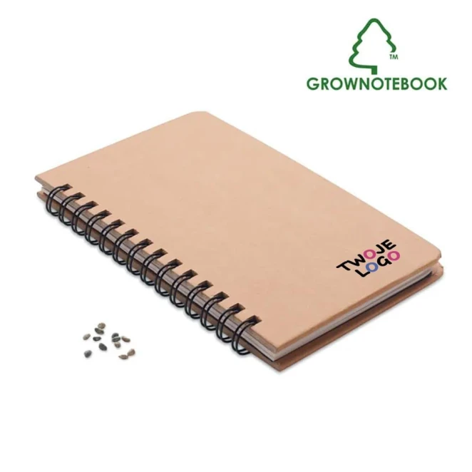 Sosnowy notes GROWNOTEBOOK™ z logo firmy Zdjęcie
