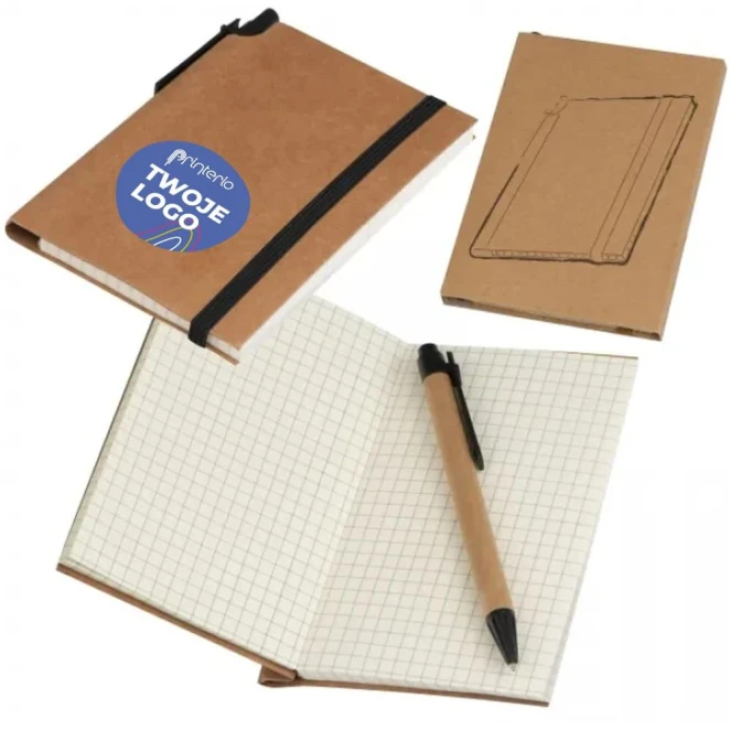 Notatnik A6 w kratkę z nadrukiem logo Zdjęcie