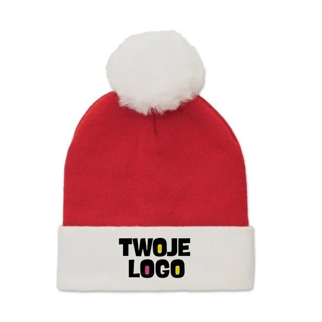 Świąteczna czapka z dzianiny MENSA z logo firmy Zdjęcie