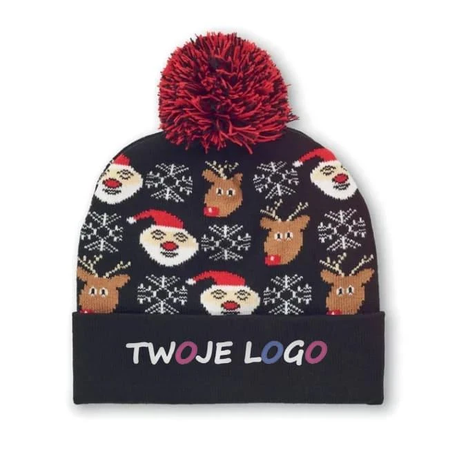 Świąteczna czapka z dzianiny SHIMAS HAT z logo firmy Zdjęcie