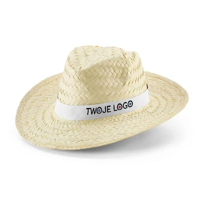 EDWARD POLI. Naturalny słomkowy kapelusz z poliestrową wstążką do naniesienia logo Zdjęcie