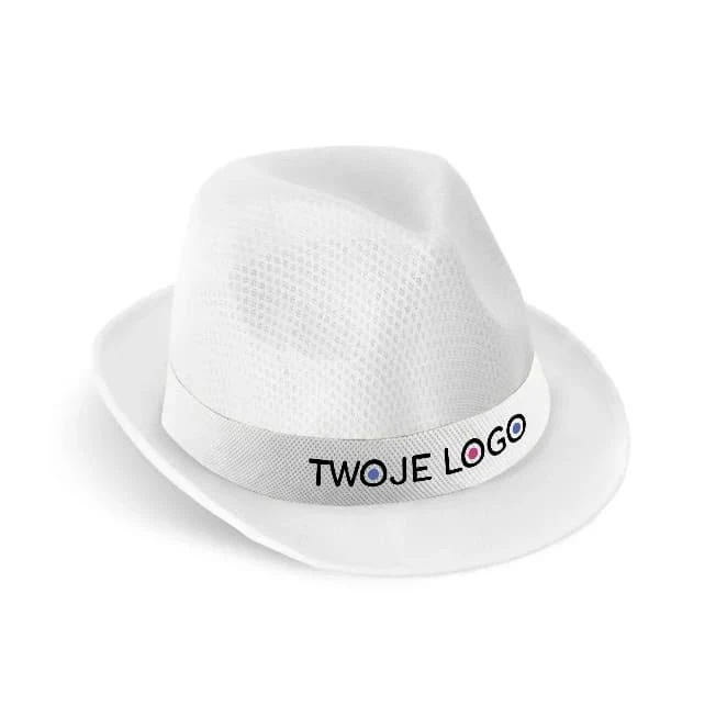 MANOLO POLI. Kapelusz z PP z białą poliestrową wstążką do drukowania logo Zdjęcie