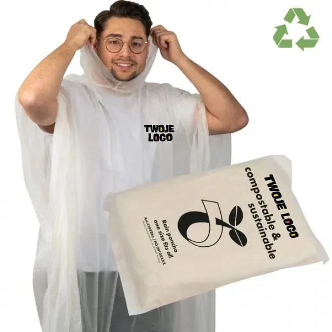 Poncho przeciwdeszczowe biodegradowalne z logo firmy Zdjęcie
