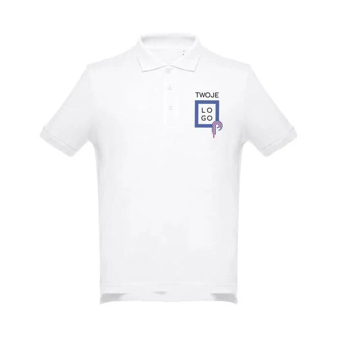 THC ADAM 3XL WH. Męski polo t-shirt z nadrukiem logo Zdjęcie