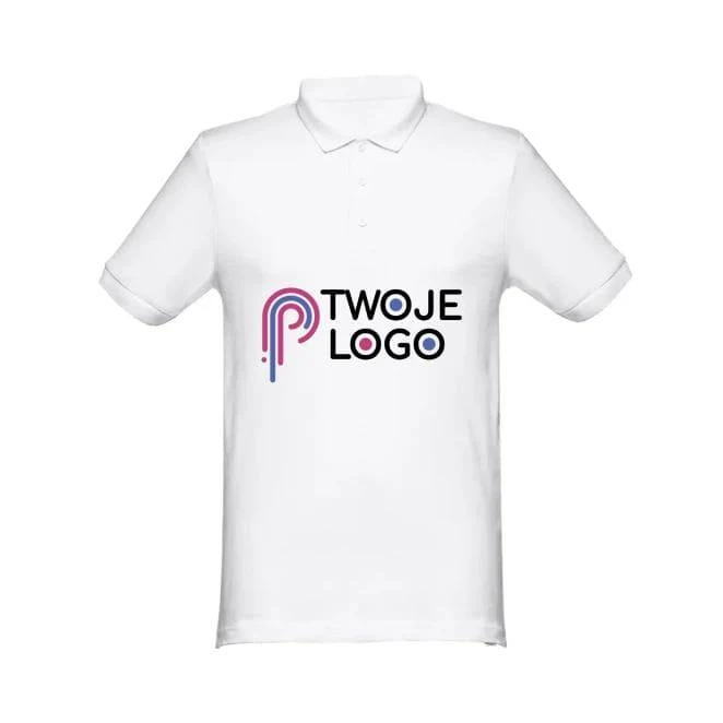 THC MONACO WH. Męska koszulka polo z krótkim rękawem z bawełny zgrzebnej do drukowania logo Zdjęcie