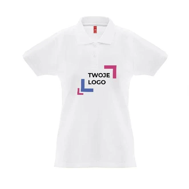 THC MONACO WOMEN WH. Damska koszulka polo z krótkim rękawem z bawełny zgrzebnej do nałożenia logo Zdjęcie