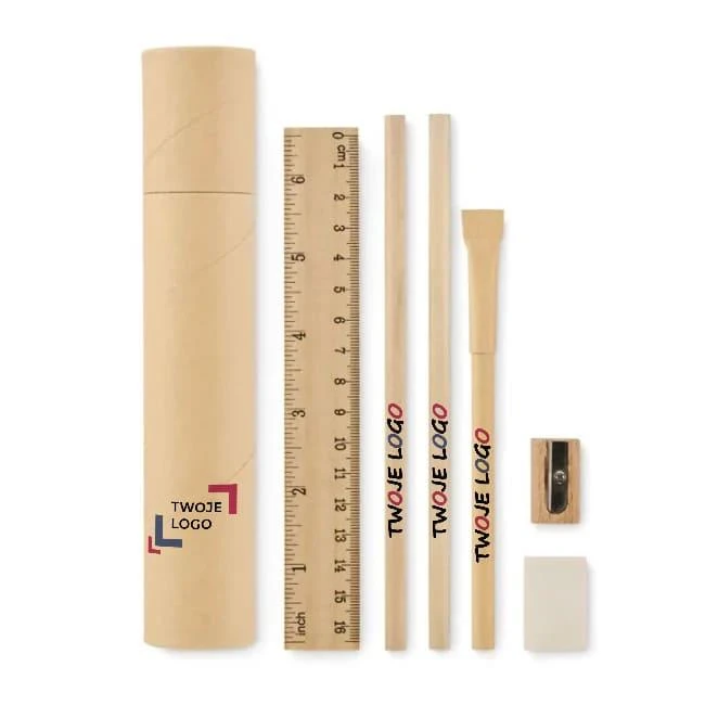 Zestaw piśmienniczy w tubie MEJU z logo Zdjęcie