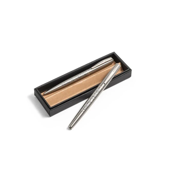 ELLA. Zestaw długopisu i pióra kulkowego z korpusem ze stali nierdzewnej (53% rSS) i klipsem do naniesienia logo Zdjęcie