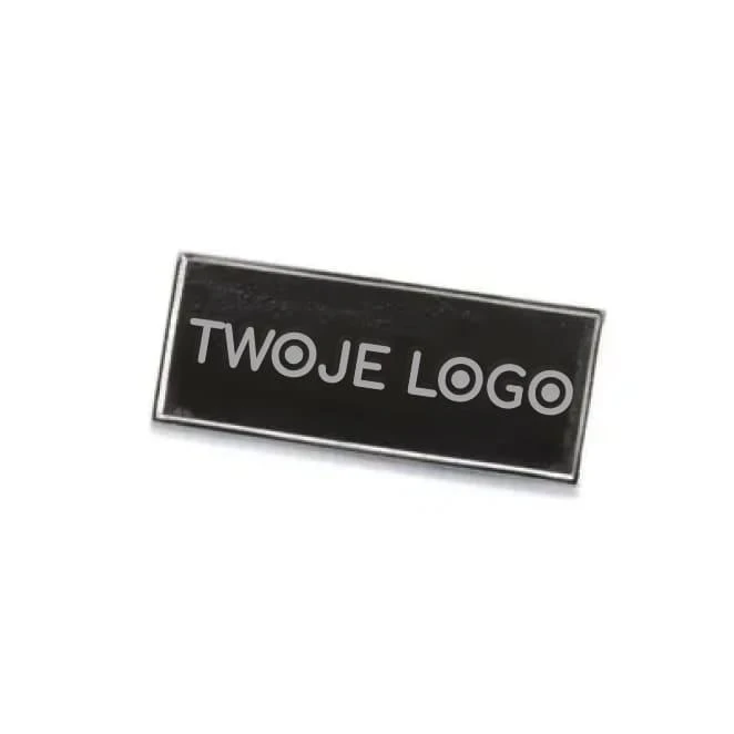Metalowa przypinka 3 x 1,2 cm z naniesieniem logo Zdjęcie
