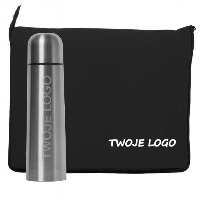 Zestaw koc z polaru 2w1 i termos 500 ml LIVERPOOL z logo Zdjęcie