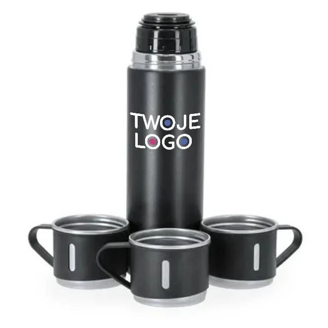Termos 420 ml i 3 kubki 140 ml do naniesienia logo Zdjęcie