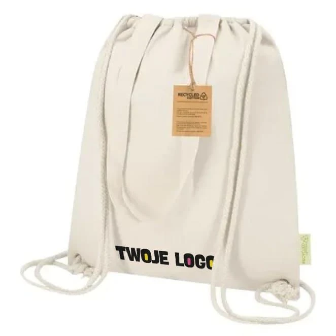 Worek termoizolacyjny ze sznurkiem z bawełny z recyklingu z logo Zdjęcie